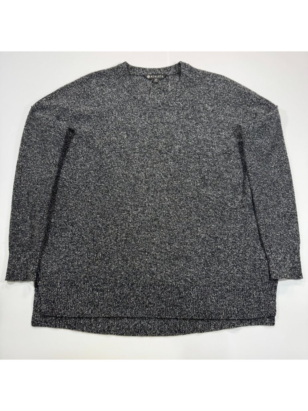 Athleta Sweater Women's XS Gray Wool Crew Neck Preppy Holiday Winter Academia